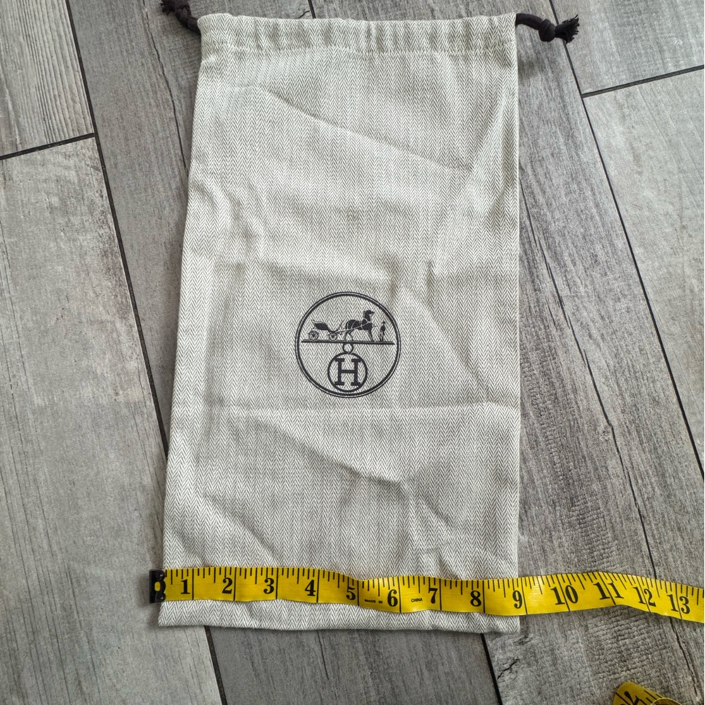 Hermès Logo Drawstring Dust Bag - Beige with Black Logo